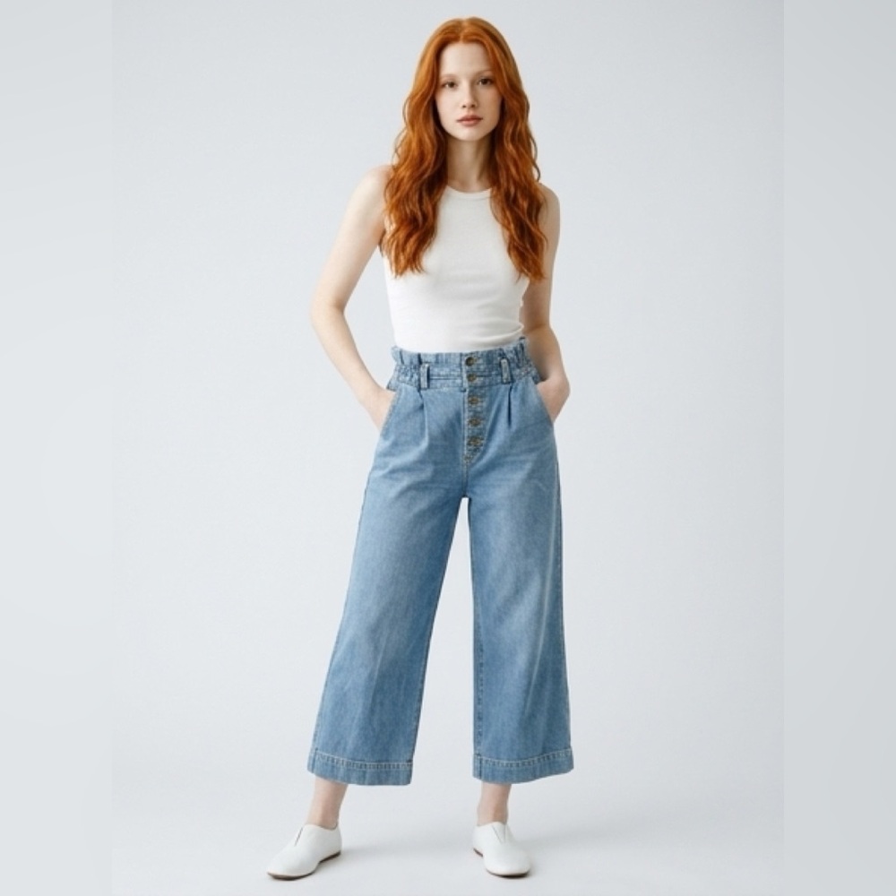 STUDIO F, Hight waist cropped Jean